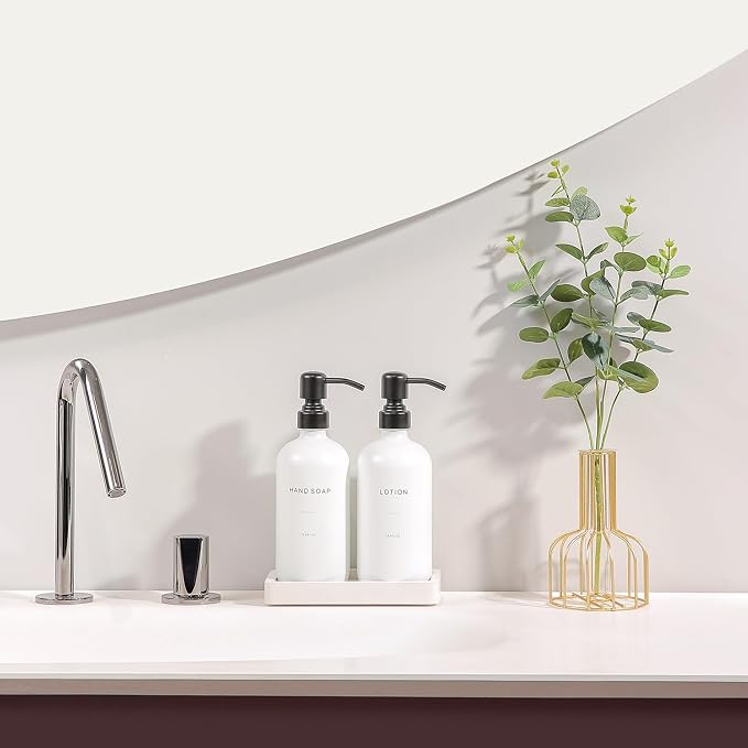 White Soap Dispenser Set, Contains Hand and Lotion Dispenser - Image 3
