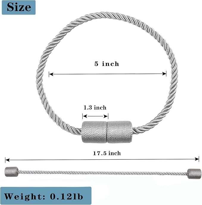 2 Pack Grey Strong Magnetic Curtain Tiebacks Outdoor Elegant Decorative Tie - Image 3