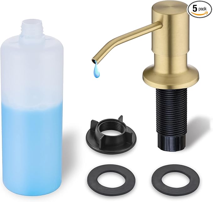 Gold Soap Dispenser for Kitchen Sink, WEWE Brushed Gold Soap Dispenser by WEWE