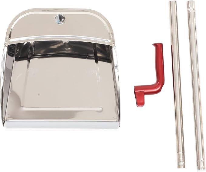 Stainless Steel Dustpan with Long Handle, Rust-Resistant Metal Dust Pan by ROMISBABA
