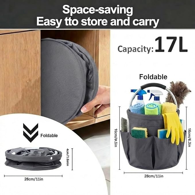 Multifunctional 17L Cleaning Caddy, Foldable 600D Organizer Bag - Image 2