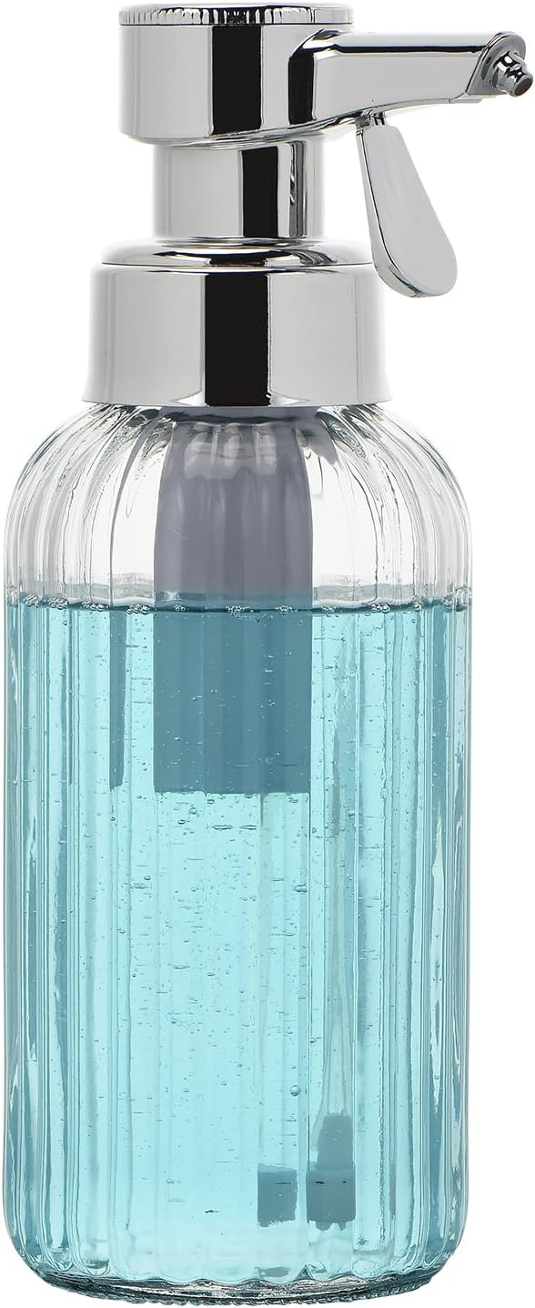 Automatic Foaming Soap Dispenser, 17oz Clear Glass Hand Soap Dispenser by BoundlessHomeInfiniteLiving