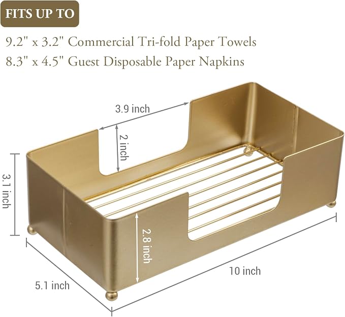 MyGift Paper Towel Holder Modern Gold-Tone Metal Tabletop Folded Paper Hand - Image 2