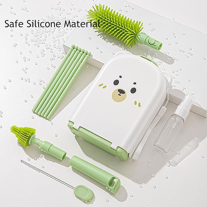 6-in-1 Travel Baby Bottle Brush Set, Silicone Brush Kit - Image 3