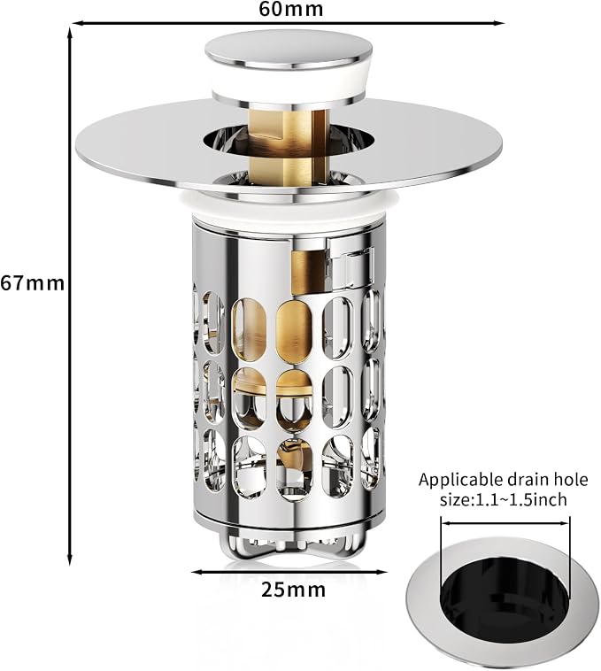 Upgraded Bathroom Sink Stopper – Universal Pop-Up Drain Plug - Image 2