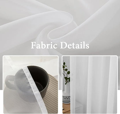 MIULEE 2 Panels Solid Color White Sheer Window Curtains Elegant Window Voile Panels/Drapes/Treatment for Bedroom Living Room (54 X 63 Inches White)