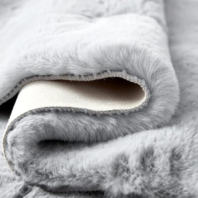 Silver Grey Plush Washable Area Rugs 8x10 Shag Rugs for Living Room Faux Fur Rugs for Bedroom Teen Room Decor Rectangle Nursery Rug