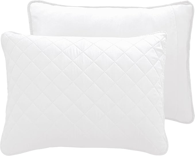 Easy-Going Twin Size Reversible Quilt Set with 1 Quilt and 1 Pillow Sham, Soft Bed Quilt Cover, Water Resistant Lightweight Microfiber Bedspread, Stain Resistant, White/White