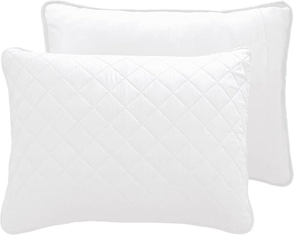 Easy-Going Queen Plus Size Reversible Quilt Set with 1 Quilt and 2 Pillow Shams, Soft Bed Quilt Cover, Water Resistant Lightweight Microfiber Bedspread, Stain Resistant, White/White