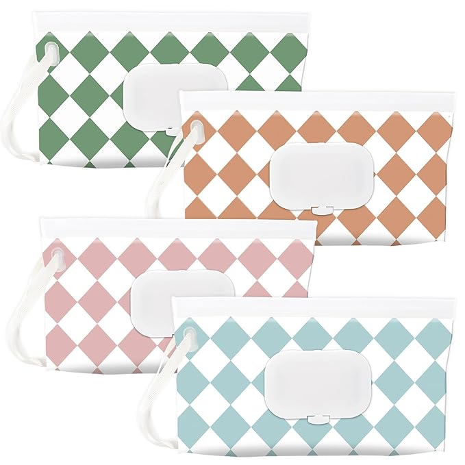 FEBSNOW 4 Pack Baby Wipes Dispenser Holder, Portable Refillable Baby Wet Wipes by HOMECRAFTBEAUTYBABY