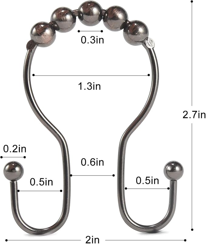 Goowin Shower Curtain Hooks, Stainless Steel Shower Curtain Hangers, Double - Image 7