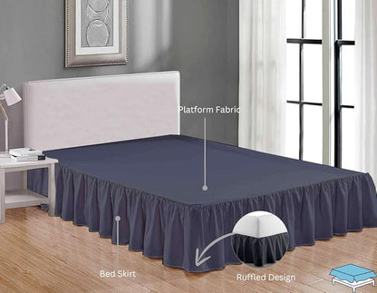 Ruffle Bed Skirt with Split Corners, Microfiber Dust Ruffled for a Perfectly Tailored Bedding Ensemble, Wrinkle and Fade Free, Easy Fit, Twin Size 16 Inch Drop, Dark Grey