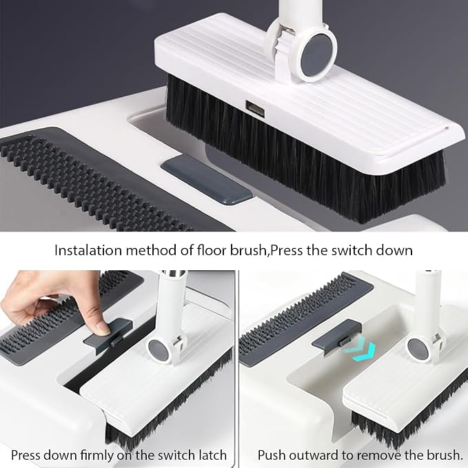 Upgrade Broom with Dustpan Combo Set，Long Handle Self-Cleaning Dust Pan and - Image 2