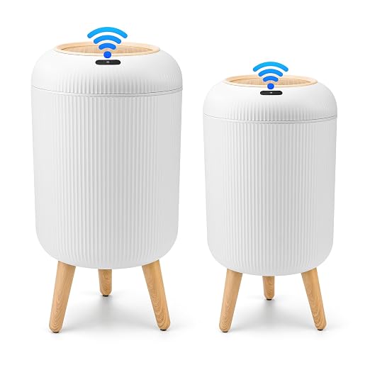 2 Pack Automatic Trash Can 12L /3 Gallon and 10L /2.64 Gallon Bathroom Trash Bin by Pukomc