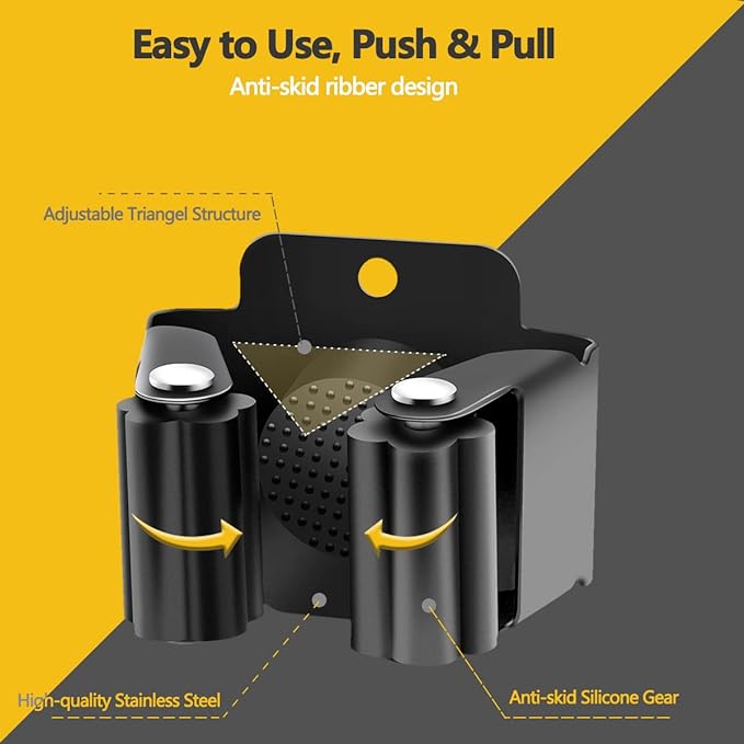 Verdenu 6 Pack Broom Holder, Stainless Steel Command Broom Holder - Image 3