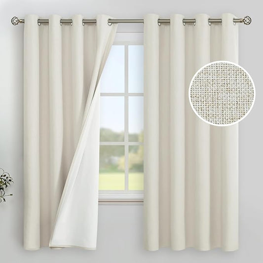 YoungsTex Linen Blackout Curtains 63 Inches Long by YoungsTex