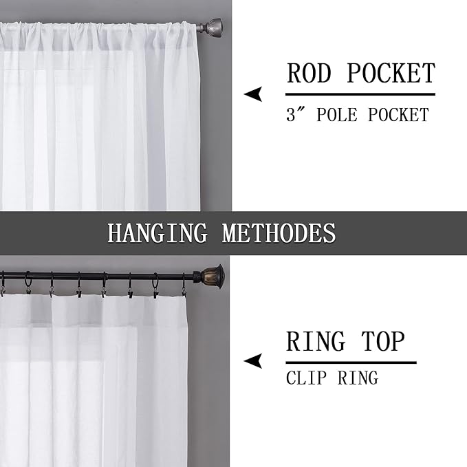 Tollpiz Sheer Curtains Living Room Linen Textured Curtain Sheers Light - Image 5