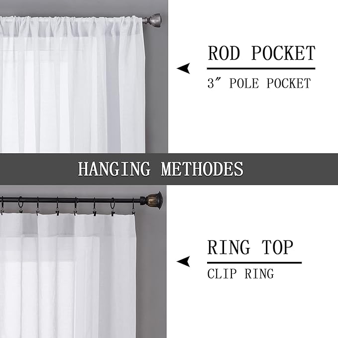Tollpiz Short Sheer Curtain Linen Textured Living Room Curtains Sheer Light - Image 5
