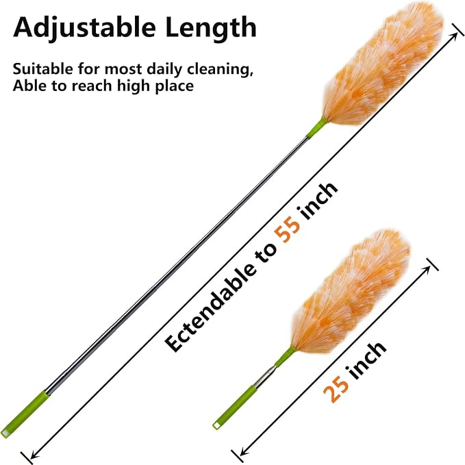 4 Pack Washable Electrostatic Duster, Extendable Pole 25" to 55", Feather Duster - Image 4