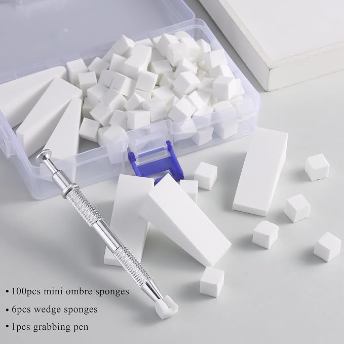 100Pcs Soft Nail Sponges for Ombre, Gradient Effect White Nail Art Sponges - Image 2