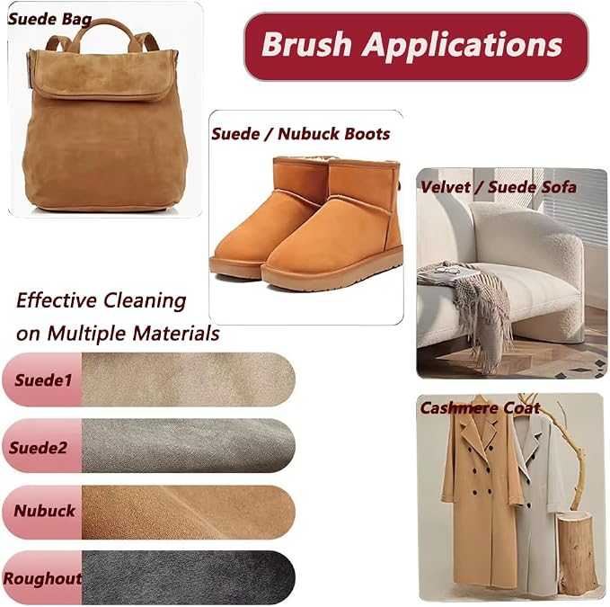 2-Pack Suede Brush and Eraser, Rubber Shoe Brush Designed - Image 5