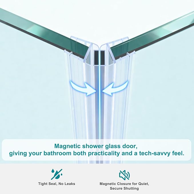 36" D x 36" W x 72" H Neo-Angle Frameless Shower Door, 1/4” SGCC Tempered Glass - Image 6