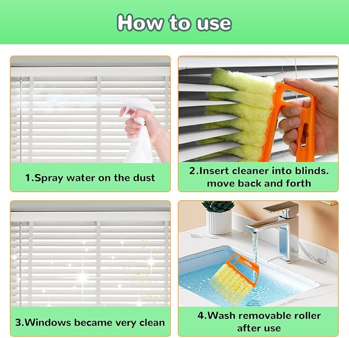 4PC Blind Cleaner Duster Tool, 2025 Upgrade Window Venetian Microfiber 7 Finger - Image 6
