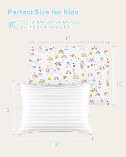 Babebay Toddler Pillow,13X18 Soft Toddler Pillows for Sleeping, Machine Washable Kids Pillow with Cotton Pillowcase, Perfect for Travel, Toddlers Cot