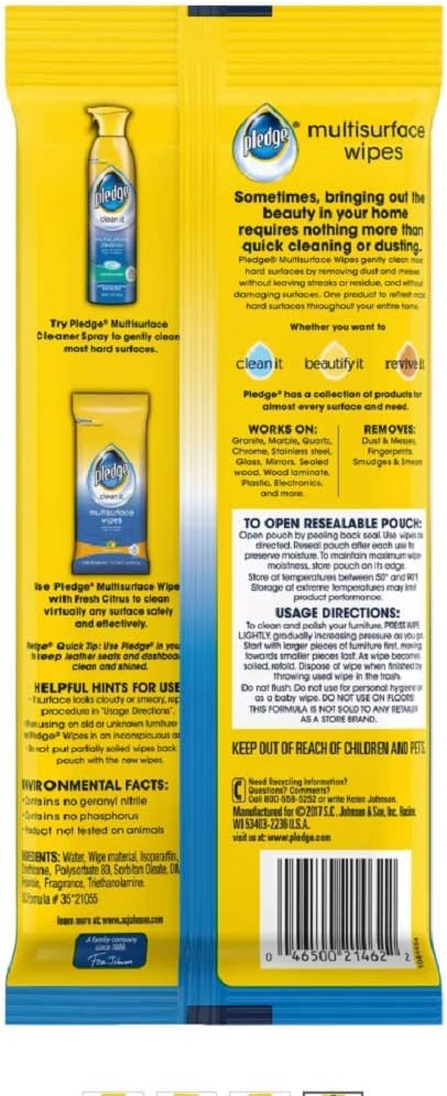 Pledge Multisurface Wipes, Fresh Citrus - Image 2