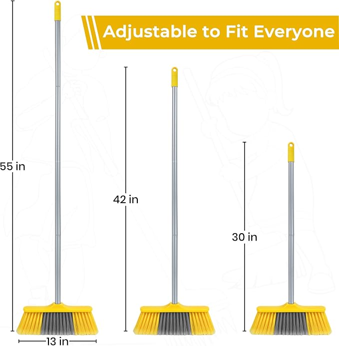 Indoor Broom for Floors 55” Soft Bristle Brooms for Sweeping Indoor/Outdoor to - Image 4