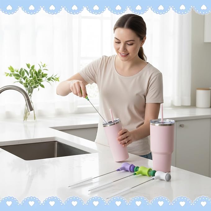Straw Cleaner Brush Set: 3 Pcs Reusable Pea Long Straw Pipe Cleaner Brushes and - Image 6