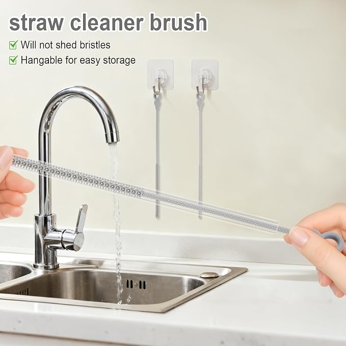 Silicone Straw Cleaner Brush, 4-Piece Reusable Straw Brush Set - Image 2