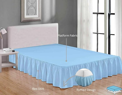 Ruffle Bed Skirt with Split Corners, Microfiber Dust Ruffled for a Perfectly Tailored Bedding Ensemble, Wrinkle and Fade Free, Easy Fit, Twin Size 16 Inch Drop, Light Blue