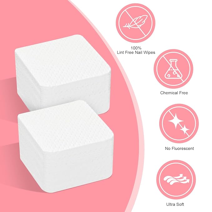Lint Free Nail Wipes, Acetone Nail Polish Remover 1080PCS - Image 2
