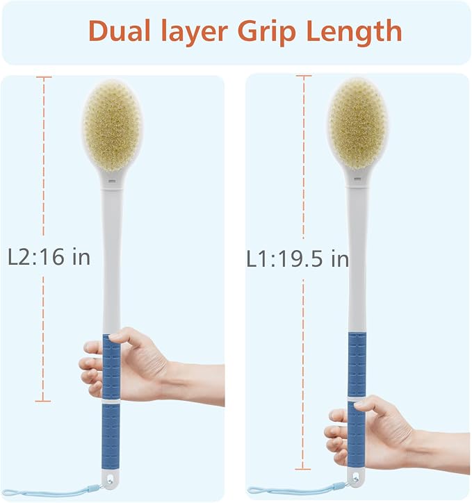Shower Brush with Soft and Stiff Bristles, 20.5" Extra Long Handle Dual-Sided - Image 5