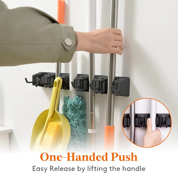 Lifewit Mop and Broom Holder Wall Mount, Anti-Slip Broom Hanger - Image 3