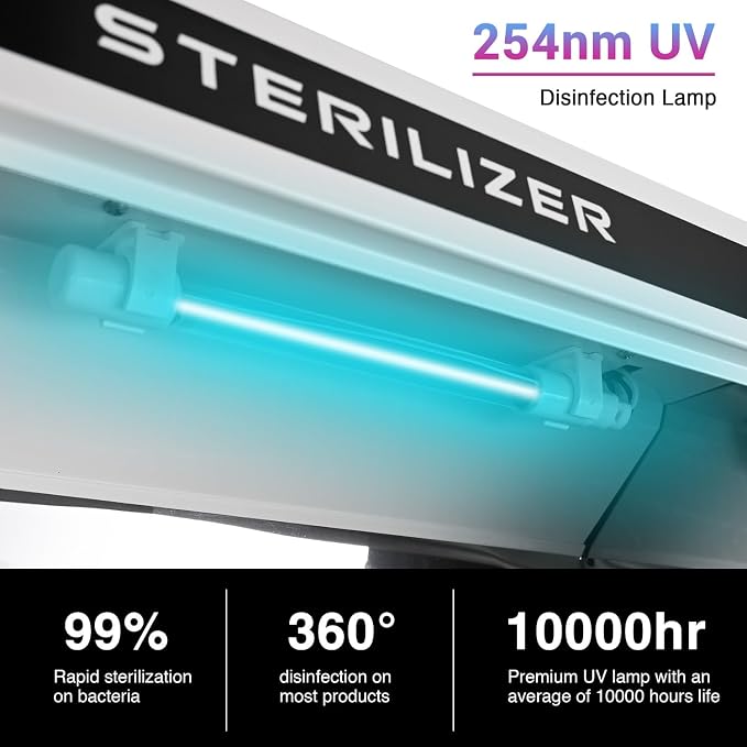 13L Nail Tool Cleaning Machine Cabinet 185 to 254 nm Blue Light Removable Rack - Image 6