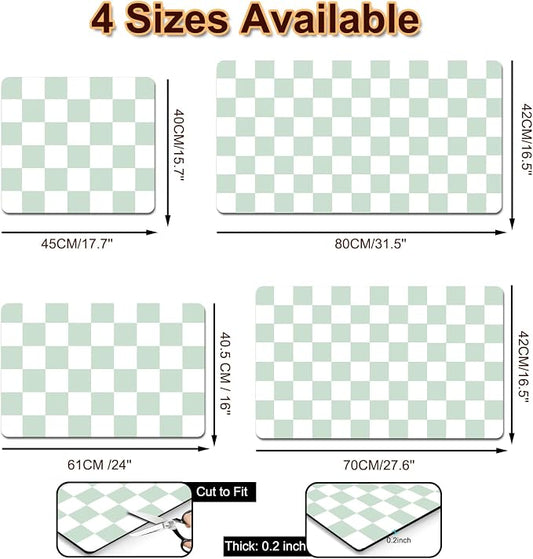 Dish Drying Mat for Kitchen, Checkered Coffee Station Mats - Image 2