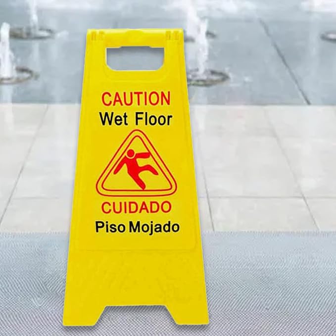 6-Pack Caution Wet Floor Signs | Foldable Sturdy Double-Sided Bilingual Saftey - Image 4