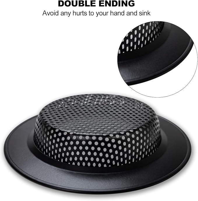 Black Kitchen Sink Drain Strainer, Sink Drain Cover, Food Catcher, Large Wide - Image 3