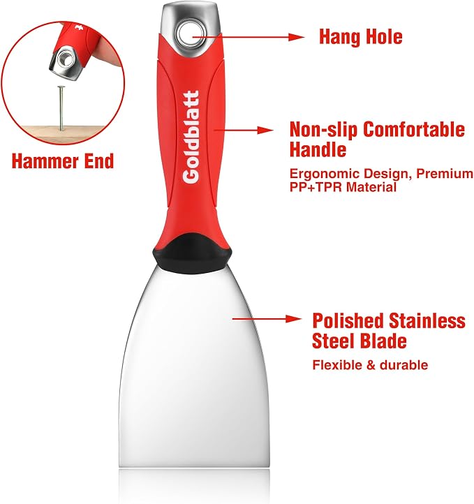 Goldblatt 3" Putty Knife, Stainless Steel Scraping Paint, Putty Knife Scraper - Image 3
