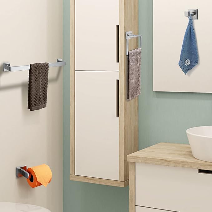 Brushed 4-Piece Bathroom Hardware Set Premium Stainless Steel Bath Towel Bar - Image 7