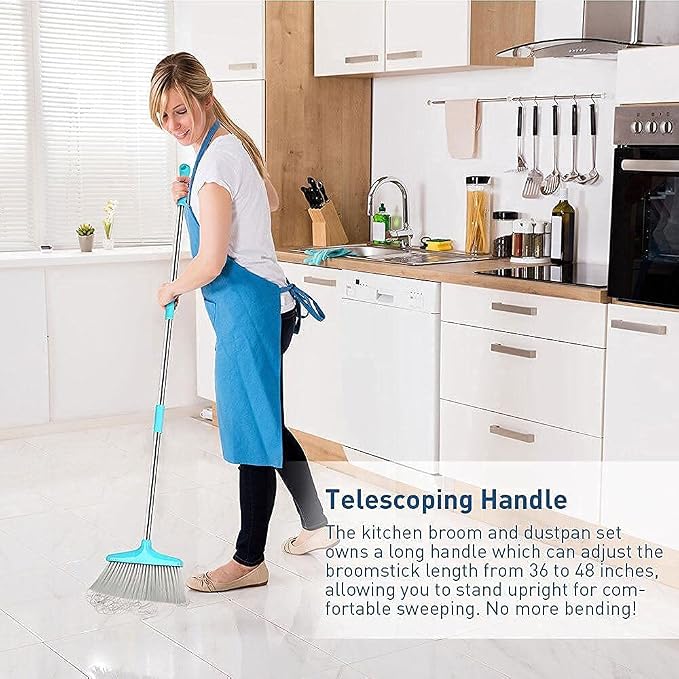 FGY Broom and Dustpan Set 48" Long Handle Broom and Collapsible Dust Pan Combo - Image 4