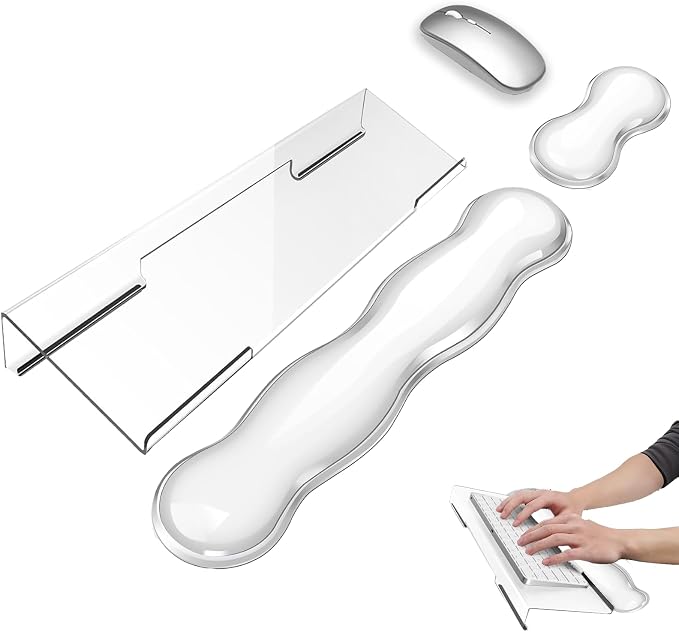 Gel Wrist Rest for Keyboard and Mouse Transparent Acrylic Tilted Keyboard Riser by WFCYGL