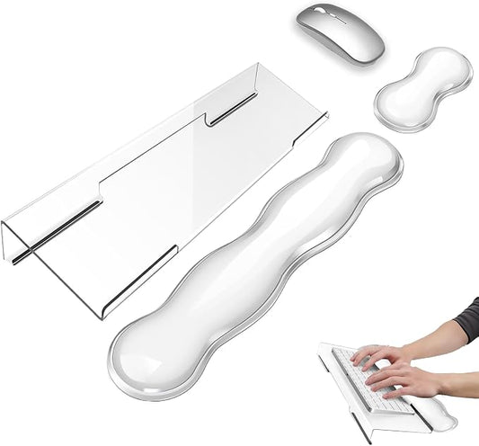 Gel Wrist Rest for Keyboard and Mouse Transparent Acrylic Tilted Keyboard Riser by WFCYGL