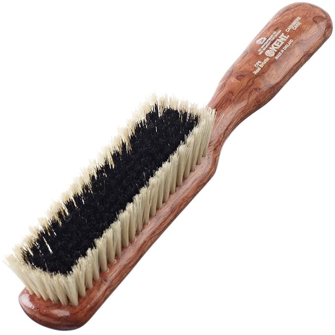 Kent CP6 Clothes Brush. 100% Natural Black & White Boar Bristle Lint Remover by KENT