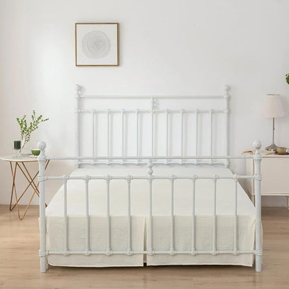 Twin Bed Skirt - 14 Inch Drop with Split Corners, Ivory Pleated Waffle Weave Bed Skirt, Tailored Dust Easy Fit, Machine Washable (14" Twin)
