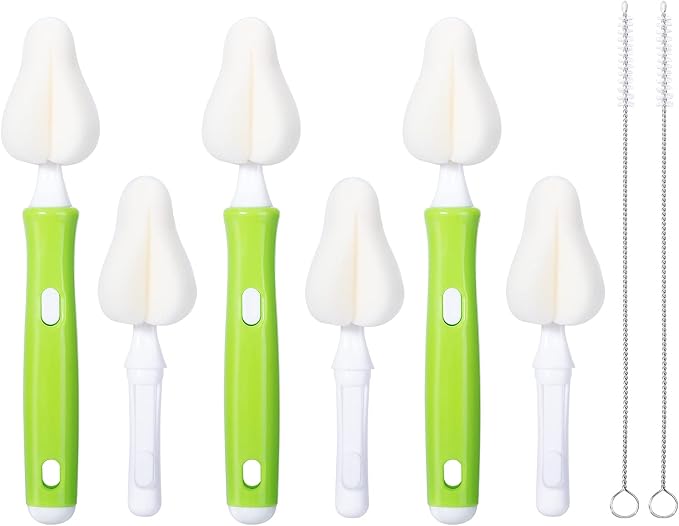 8 Piece Sponge Nipple Bottle Brushes, Baby Bottle Brush by CAREBABYMORE