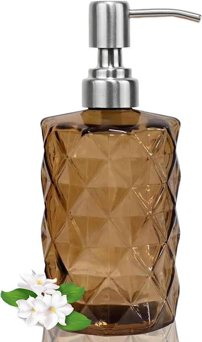 12Oz Brown Glass Soap Dispenser by Unknown