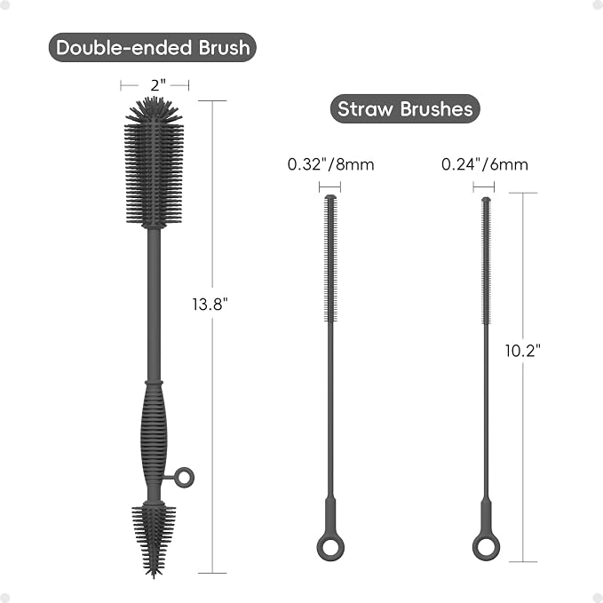 Silicone Cleaning Brush Kit, Water Bottle and Straw Cleaner Brush Set - Image 7